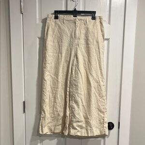 L’AGENCE Henderson High Rise Crop Wide Leg 100% Linen Pants in Oat Color Size 30